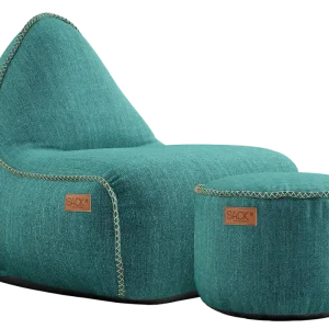 Sackit Cobana loungestoel met poef-Petrol Melange Dagaanbieding