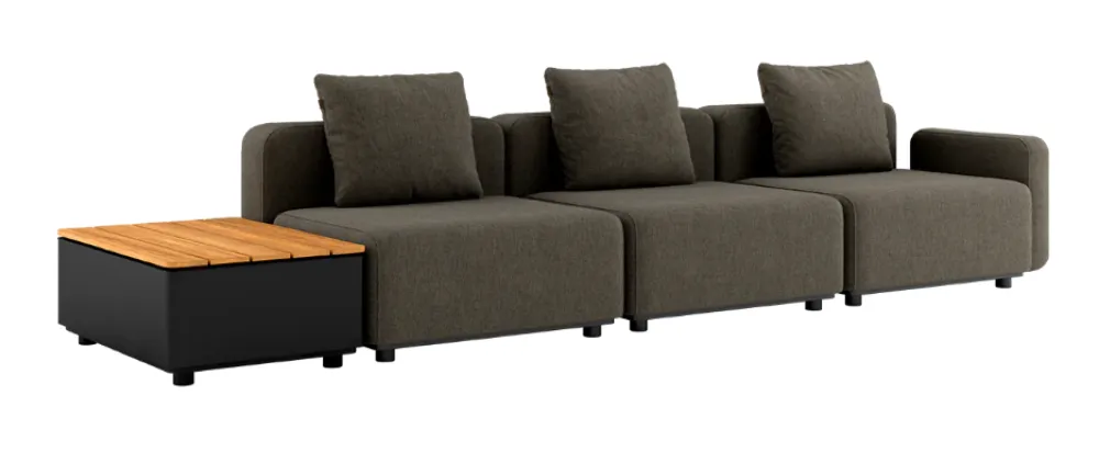 Sackit Cobana 4-zits loungebank met Patio opbergtafel-Brown Shop Nu