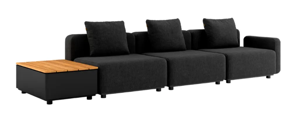 Sackit Cobana 4-zits loungebank met Patio opbergtafel-Black Koop Vandaag