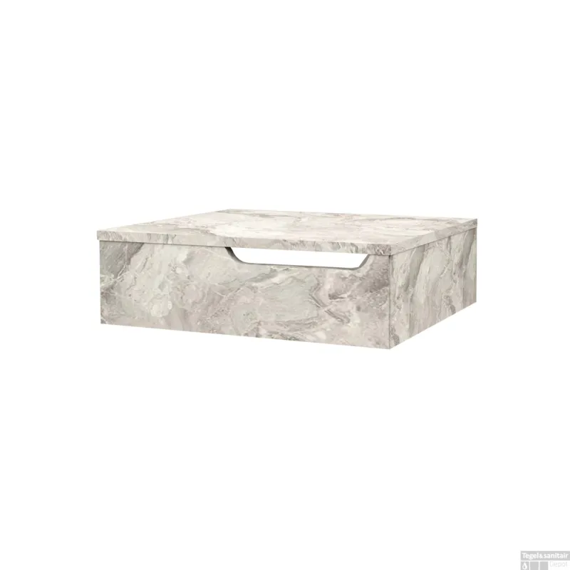 Goedkoop Onderkast BWS Felix 60x48x18 cm Met Handdoekuitsparing Grijs Marmer