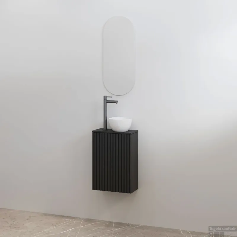 Toiletmeubelset Best-Design Mali Mat Zwart Onderkast + Mat Zwart Meubelblad Koop Vandaag