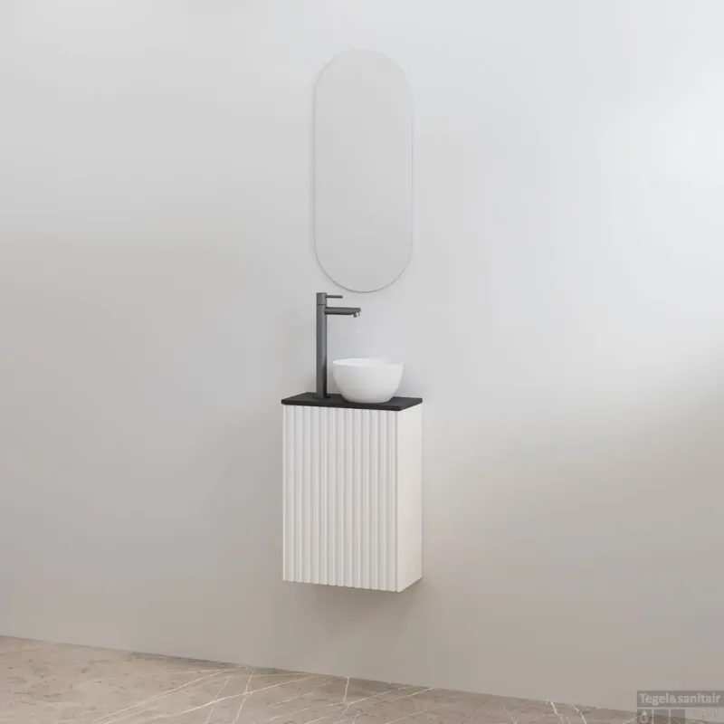 Toiletmeubelset Best-Design Mali Mat Wit Onderkast + Mat Zwart Meubelblad Koop Vandaag