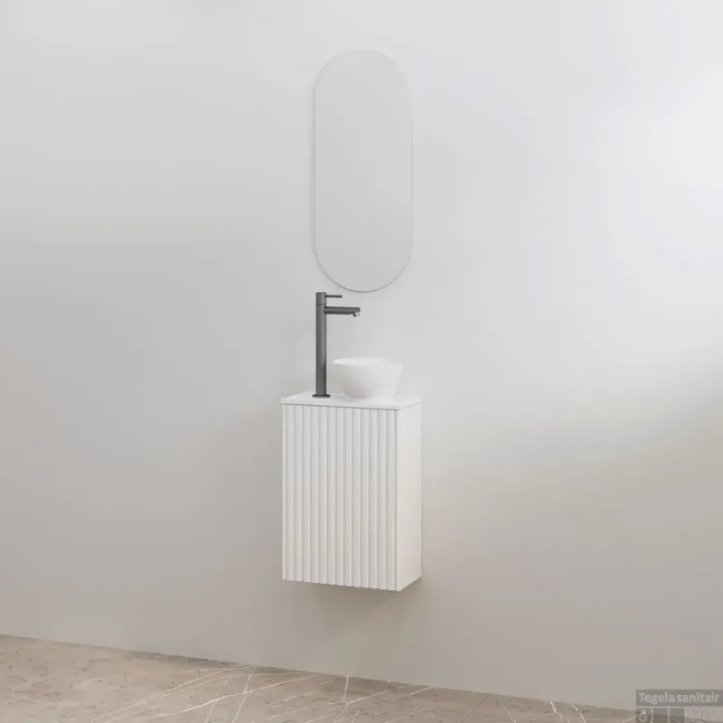 Koopje Toiletmeubelset Best-Design Mali Mat Wit Onderkast + Mat Wit Meubelblad