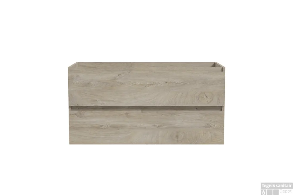 Laatste Versie Onderkast BWS Lyanna 100x46 cm 2 Laden 1 Uitsparing Grijs Eiken