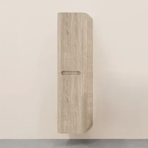 Hoge Kwaliteit Kolomkast Wiesbaden Sulora 160x40x35 cm Afgeronde Hoeken Geribbeld Licht Eiken
