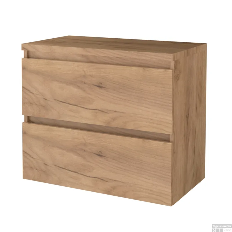 Must-Have Badmeubelset BWS Salt 80x46cm Greeploos 2 Lades Met Afdekplaat Whisky Oak