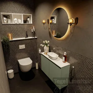 Tijdelijk Beschikbaar MONDIAZ FOWY toiletmeubel 80cm kleur army. Waskom positie midden kleur talc talc. Zonder kraangat