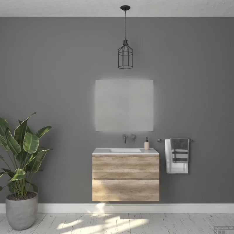 Lage Prijs Badkamermeubelset Gliss Zeus 80 cm Oud Grijs Eiken