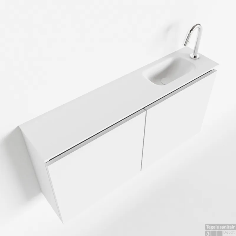 MONDIAZ TURE 100cm toiletmeubel talc. EDEN wastafel talc rechts 1 kraangat Goedkoop