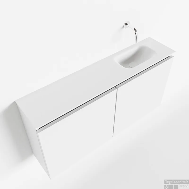 MONDIAZ TURE 100cm toiletmeubel talc. EDEN wastafel talc rechts geen kraangat Voordeelprijs