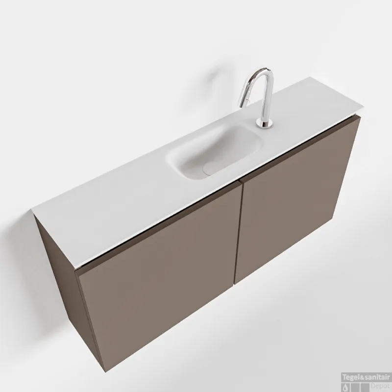 Dagaanbieding MONDIAZ TURE 100cm toiletmeubel smoke. EDEN wastafel talc midden 1 kraangat