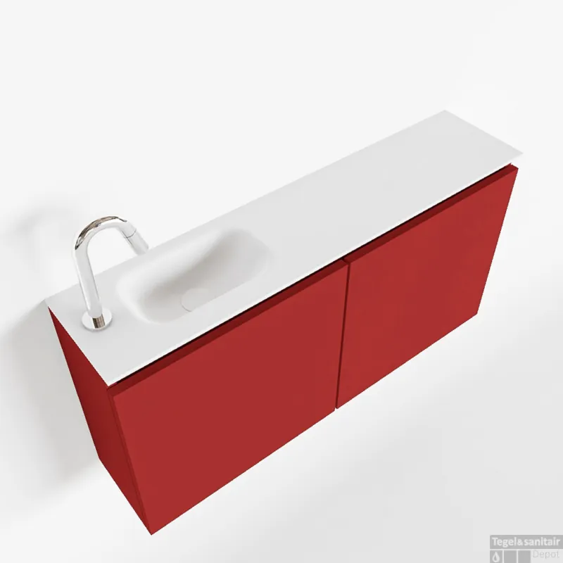 Goedkoop MONDIAZ TURE 100cm toiletmeubel fire. EDEN wastafel talc links 1 kraangat