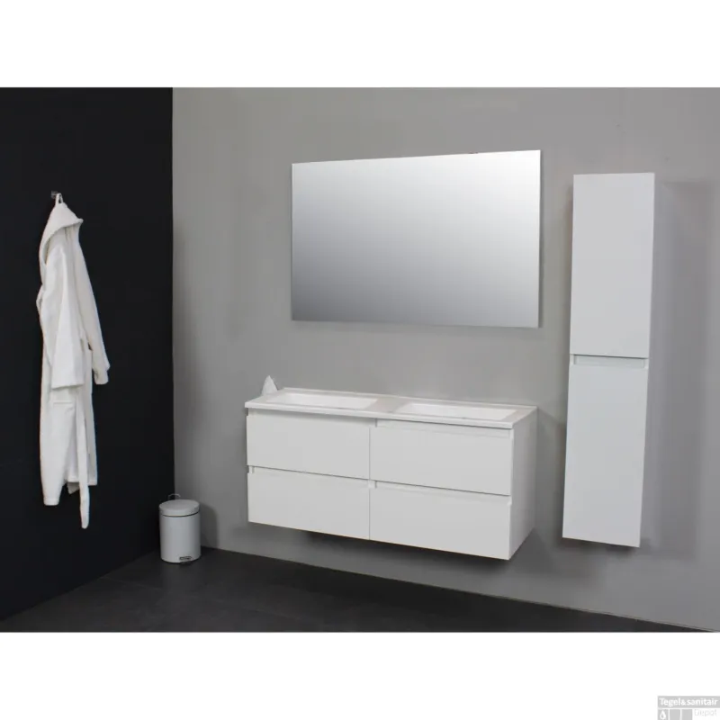 Nieuw Badkamermeubel BWS Pepper Acryl Wastafel Incl Spiegel Zonder Kraangat 120x55x46 cm Wit