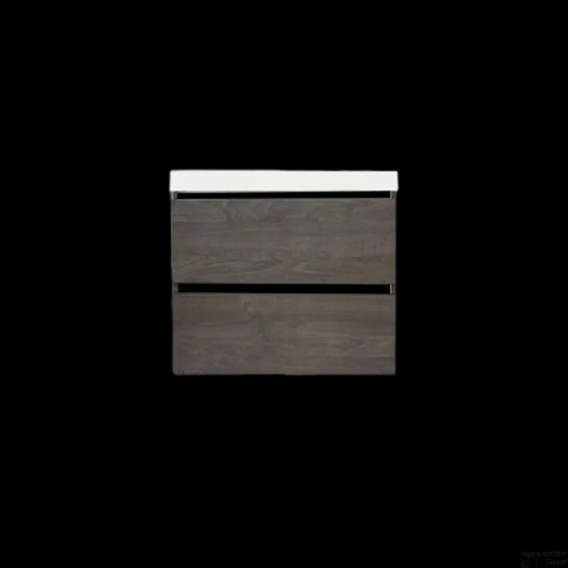 Weekendaanbieding Onderkast Sanilux Trendline Met Greeplijst Mat Zwart 60x47x52 Cm Silver Oak