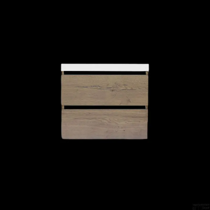 Korting Onderkast Sanilux Trendline Met Greeplijst Mat Zwart 60x47x52 Cm Tabak Oak
