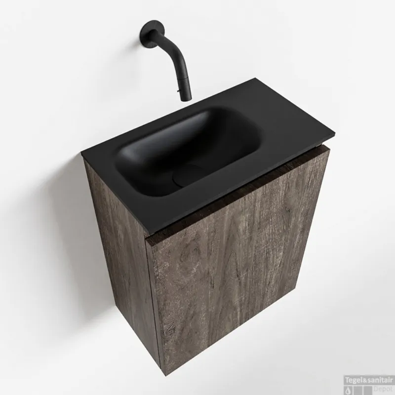 MONDIAZ TURE 40cm toiletmeubel dark brown. EDEN wastafel urban links geen kraangat Superprijs