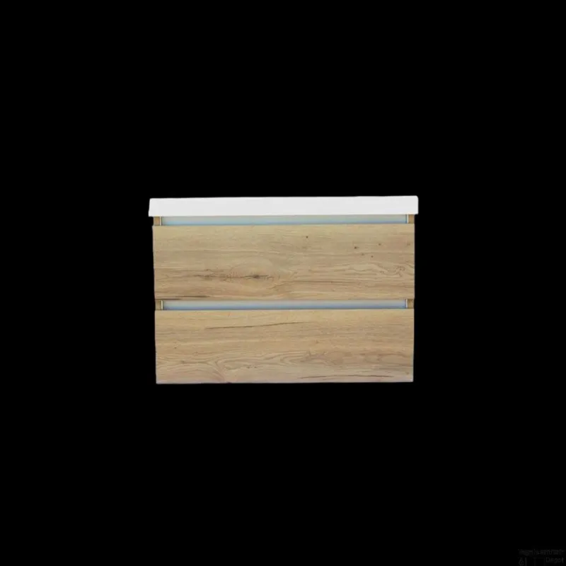 Must-Have Onderkast Sanilux Trendline Met Greeplijst Aluminium 80x47x52 Cm Naturel Oak