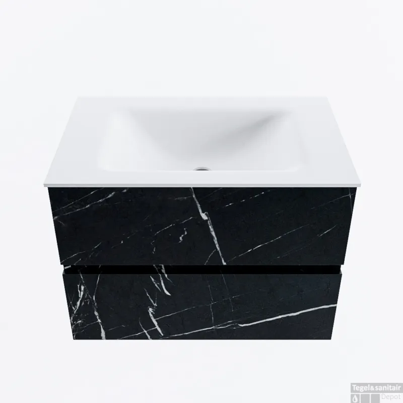 Dagaanbieding MONDIAZ VICA 70cm badmeubel onderkast Marquina 2 lades. Wastafel CLOUD midden 1 kraangat, kleur Talc.