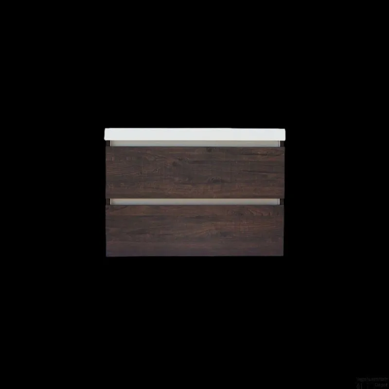 Onderkast Sanilux Trendline Met Greeplijst Aluminium 80x47x52 Cm Brown Oak Express Levering