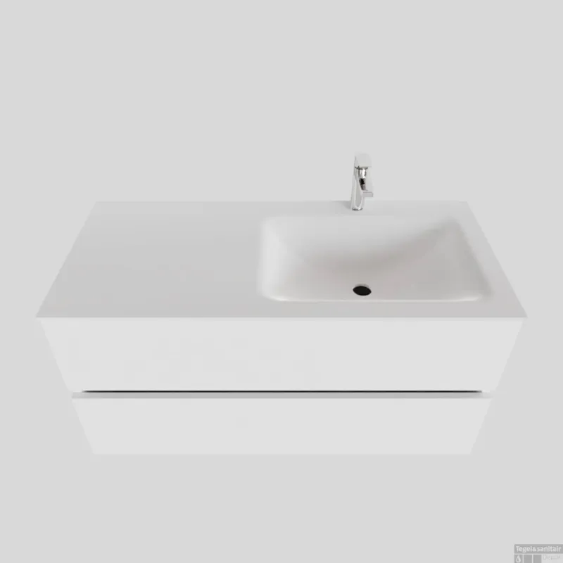 Shop Nu Badkamermeubel Solid Surface BWS Oslo 100x46 cm Rechts Mat Wit (met 1 kraangat)