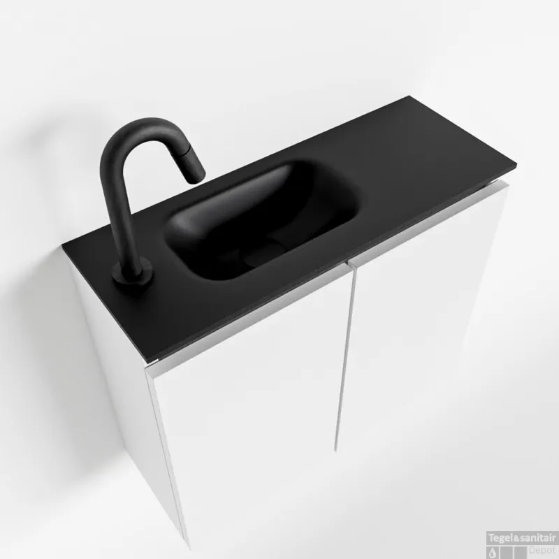 MONDIAZ TURE 60cm toiletmeubel talc. EDEN wastafel urban links 1 kraangat Koopje
