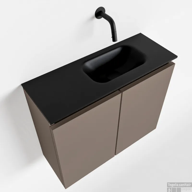 MONDIAZ TURE 60cm toiletmeubel smoke. EDEN wastafel urban rechts geen kraangat Direct Beschikbaar