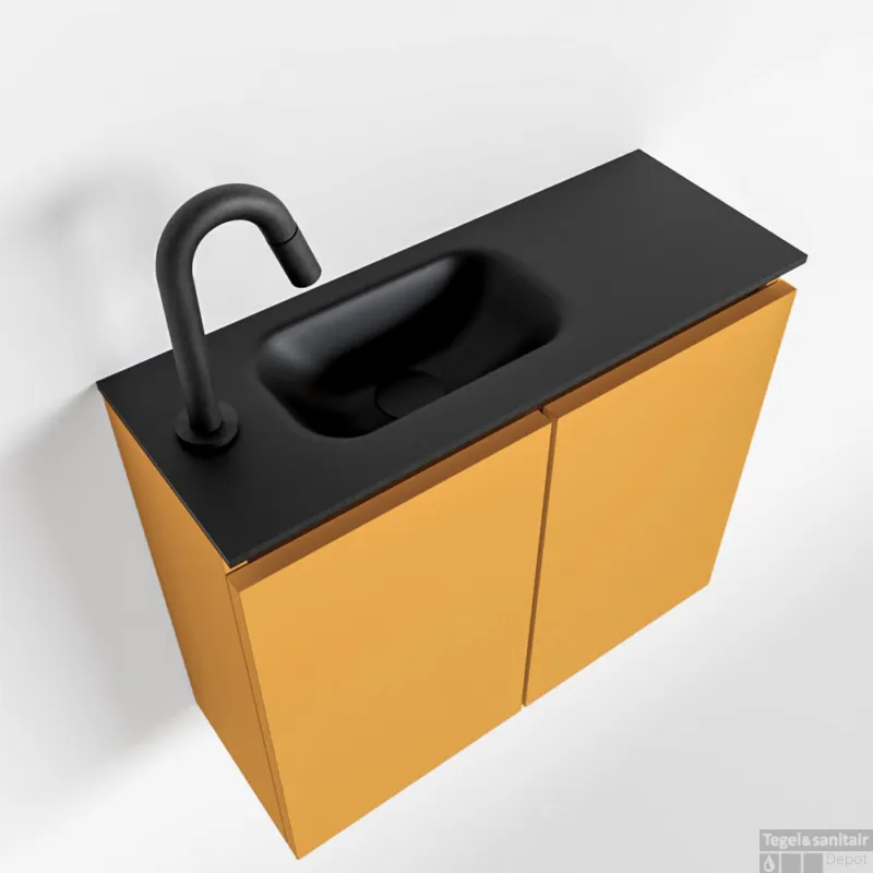 MONDIAZ TURE 60cm toiletmeubel ocher. EDEN wastafel urban links 1 kraangat Actieprijs
