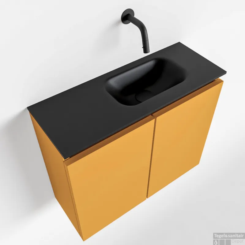 Laatste Versie MONDIAZ TURE 60cm toiletmeubel ocher. EDEN wastafel urban rechts geen kraangat