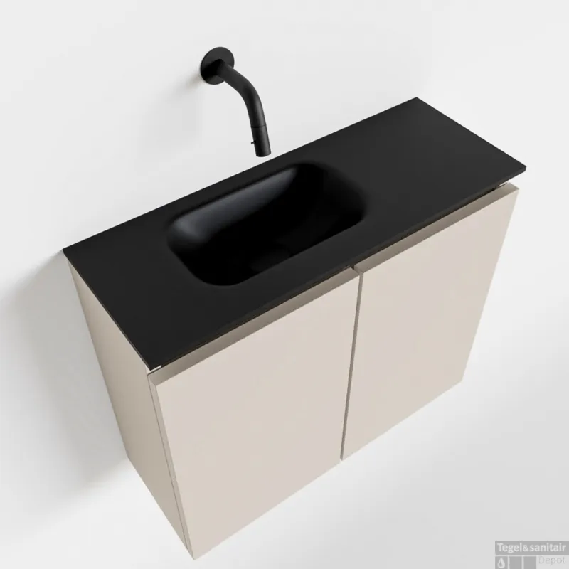 Fabrieksprijs MONDIAZ TURE 60cm toiletmeubel linen. EDEN wastafel urban links geen kraangat