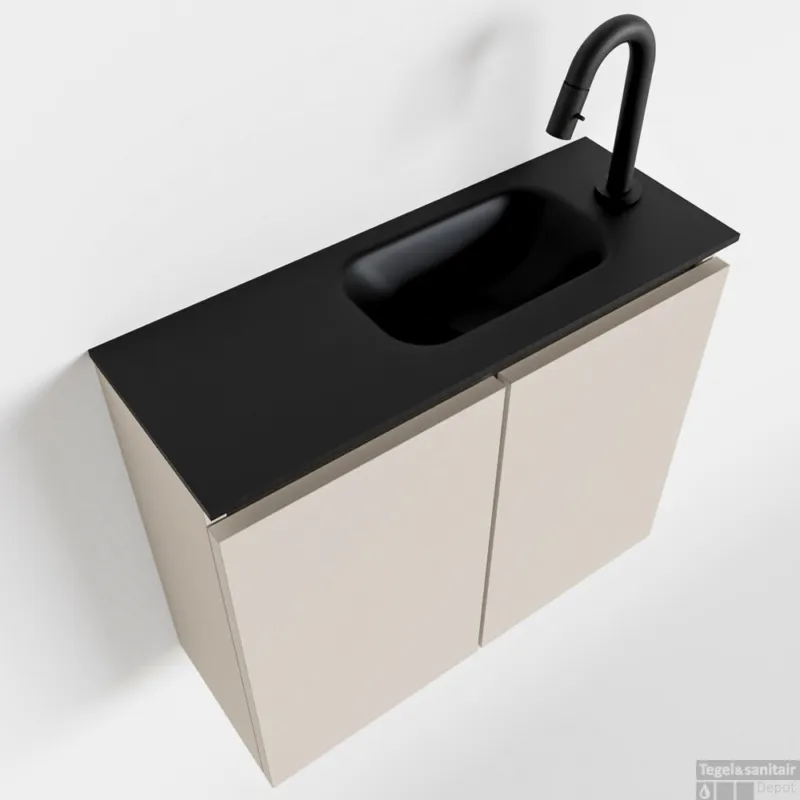 MONDIAZ TURE 60cm toiletmeubel linen. EDEN wastafel urban rechts 1 kraangat Beperkte Voorraad