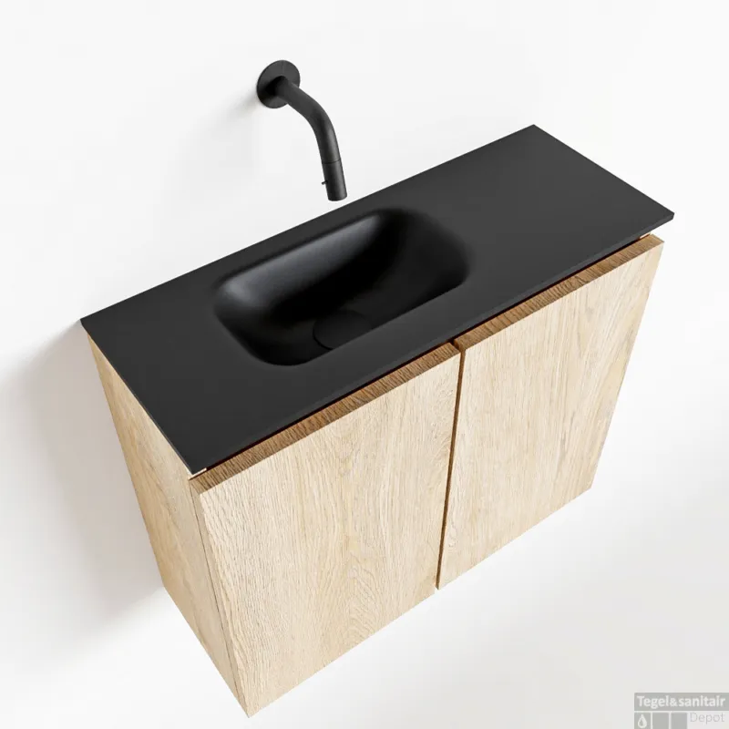 Beste Prijs MONDIAZ TURE 60cm toiletmeubel washed oak. EDEN wastafel urban links geen kraangat