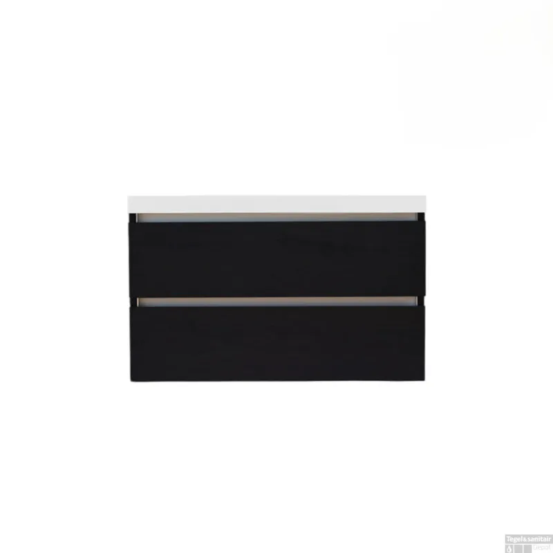 Lage Kosten Onderkast Trendline Met Greeplijst Aluminium 100x47x52 Cm Black Oak