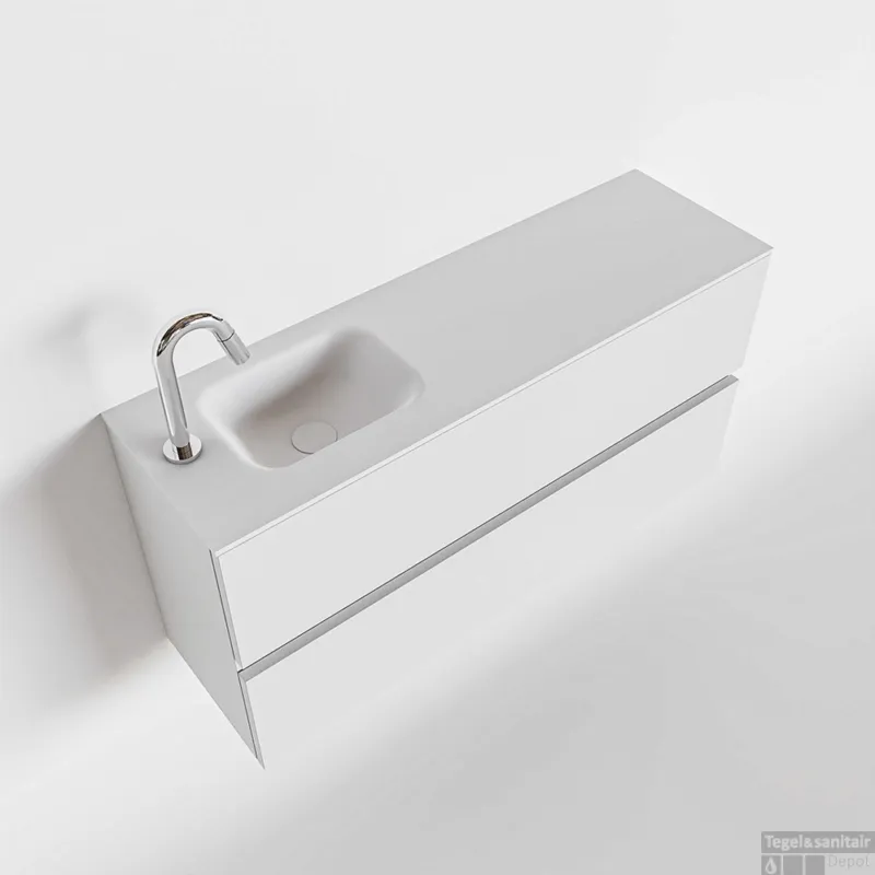 MONDIAZ ADA 100cm toiletmeubel talc. LEX wastafel talc links 1 kraangat Fabrieksprijs
