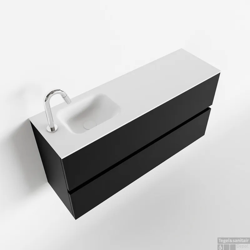 Direct Beschikbaar MONDIAZ ADA 100cm toiletmeubel urban. LEX wastafel talc links 1 kraangat