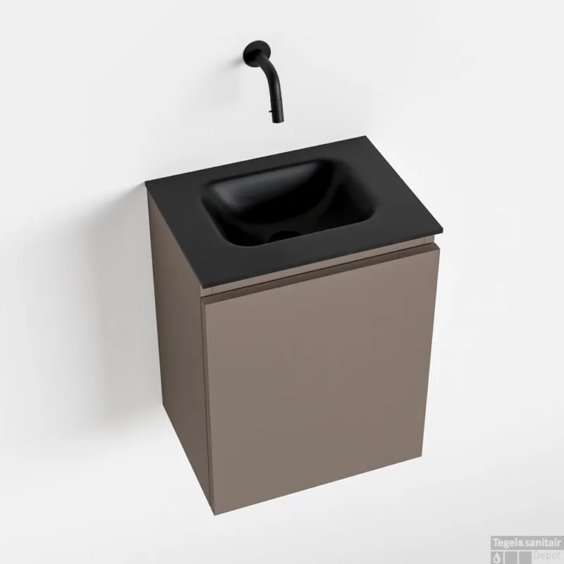 Aanbieding MONDIAZ OLAN 40cm toiletmeubel smoke. LEX wastafel urban midden geen kraangat
