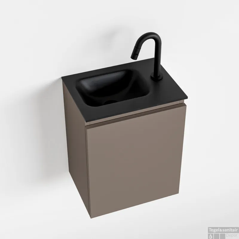 Beperkte Voorraad MONDIAZ OLAN 40cm toiletmeubel smoke. LEX wastafel urban links 1 kraangat