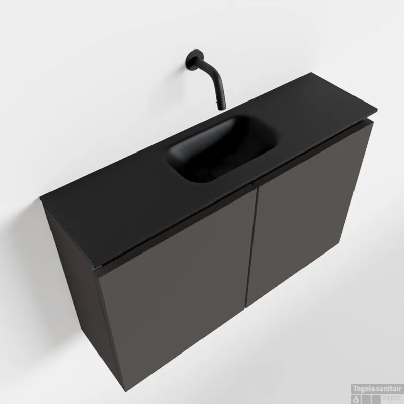 Bestseller MONDIAZ TURE 80cm toiletmeubel dark grey. EDEN wastafel urban midden geen kraangat
