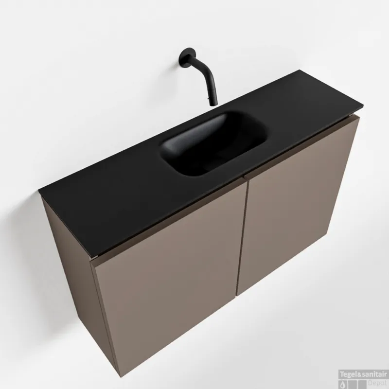 MONDIAZ TURE 80cm toiletmeubel smoke. EDEN wastafel urban midden geen kraangat Express Levering