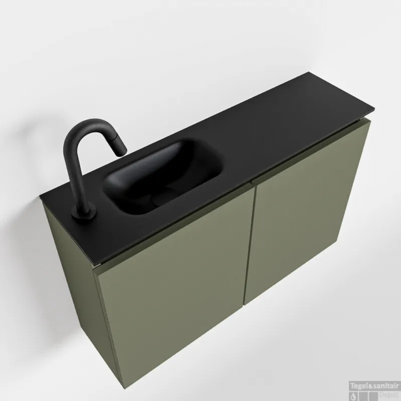 Gecertificeerd MONDIAZ TURE 80cm toiletmeubel army. EDEN wastafel urban links 1 kraangat