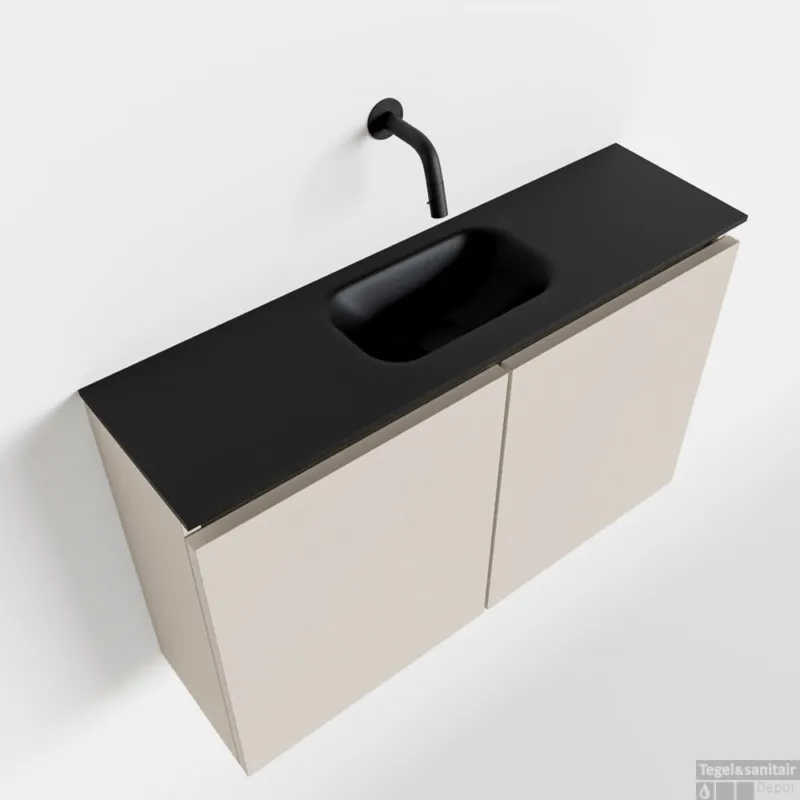 Koopje MONDIAZ TURE 80cm toiletmeubel linen. EDEN wastafel urban midden geen kraangat