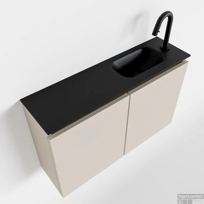 Rechtstreeks Van De Fabrikant MONDIAZ TURE 80cm toiletmeubel linen. EDEN wastafel urban rechts 1 kraangat