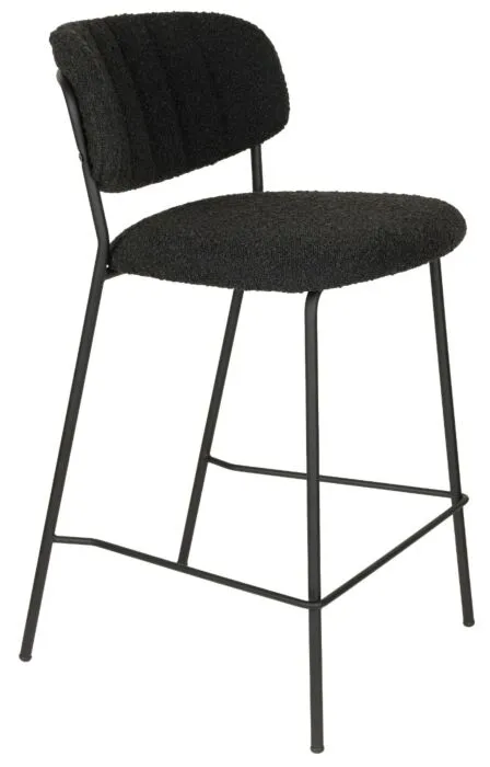 Goedkoop vanHarte Jolien barkruk zwart onderstel-Black Bouclé