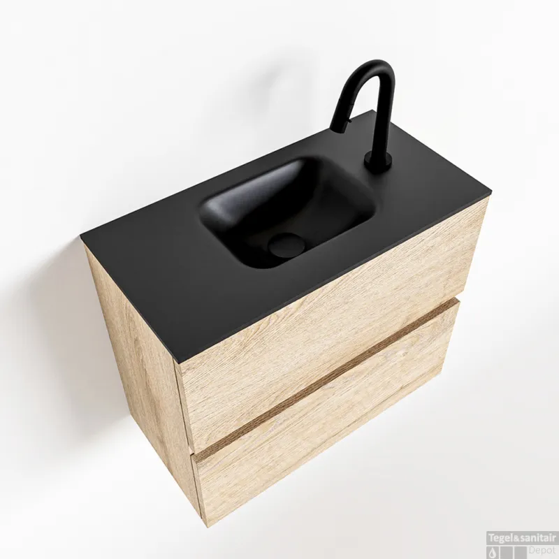 Superprijs MONDIAZ ADA 60cm toiletmeubel washed oak. LEX wastafel urban midden 1 kraangat