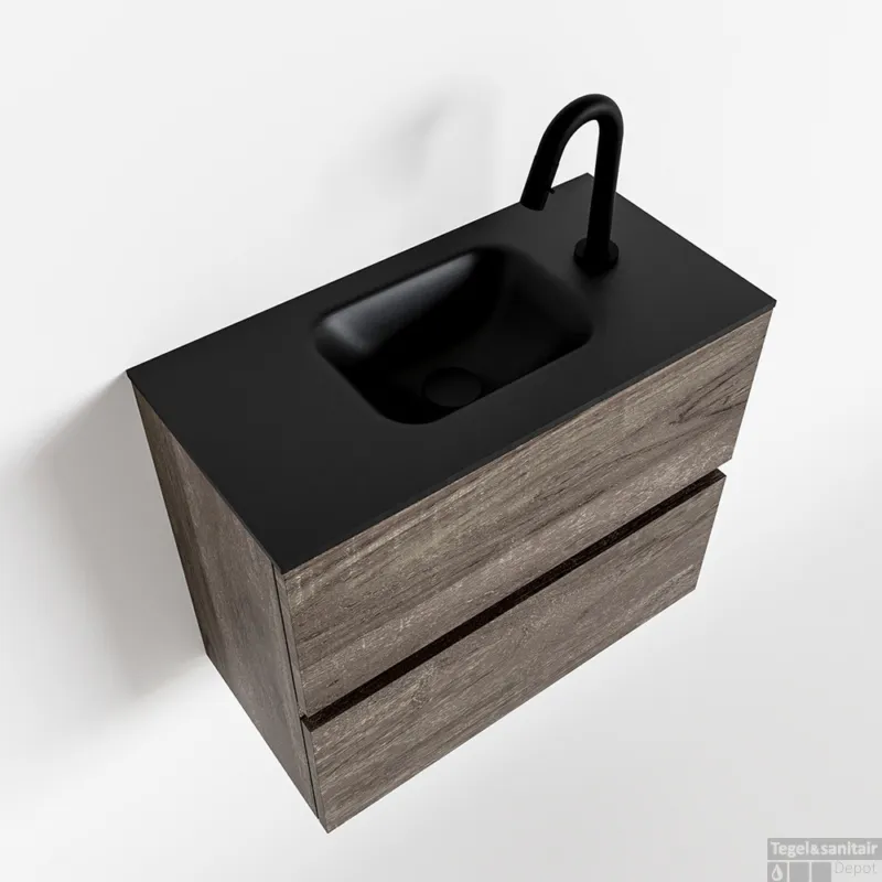 Koop Vandaag MONDIAZ ADA 60cm toiletmeubel dark brown. LEX wastafel urban midden 1 kraangat