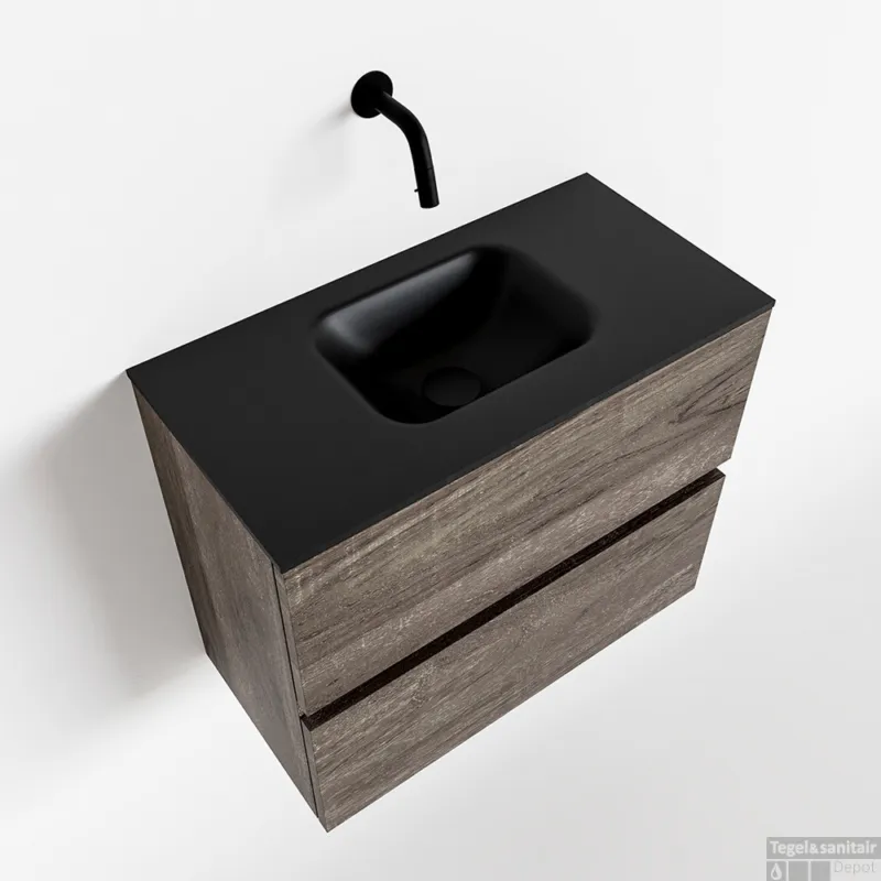 MONDIAZ ADA 60cm toiletmeubel dark brown. LEX wastafel urban midden zonder kraangat Laatste Versie