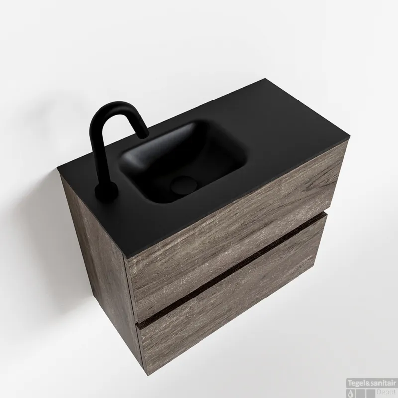 MONDIAZ ADA 60cm toiletmeubel dark brown. LEX wastafel urban links 1 kraangat Betrouwbaar