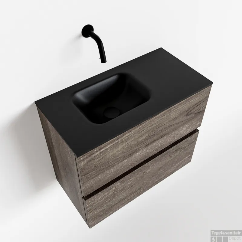 Express Levering MONDIAZ ADA 60cm toiletmeubel dark brown. LEX wastafel urban links zonder kraangat