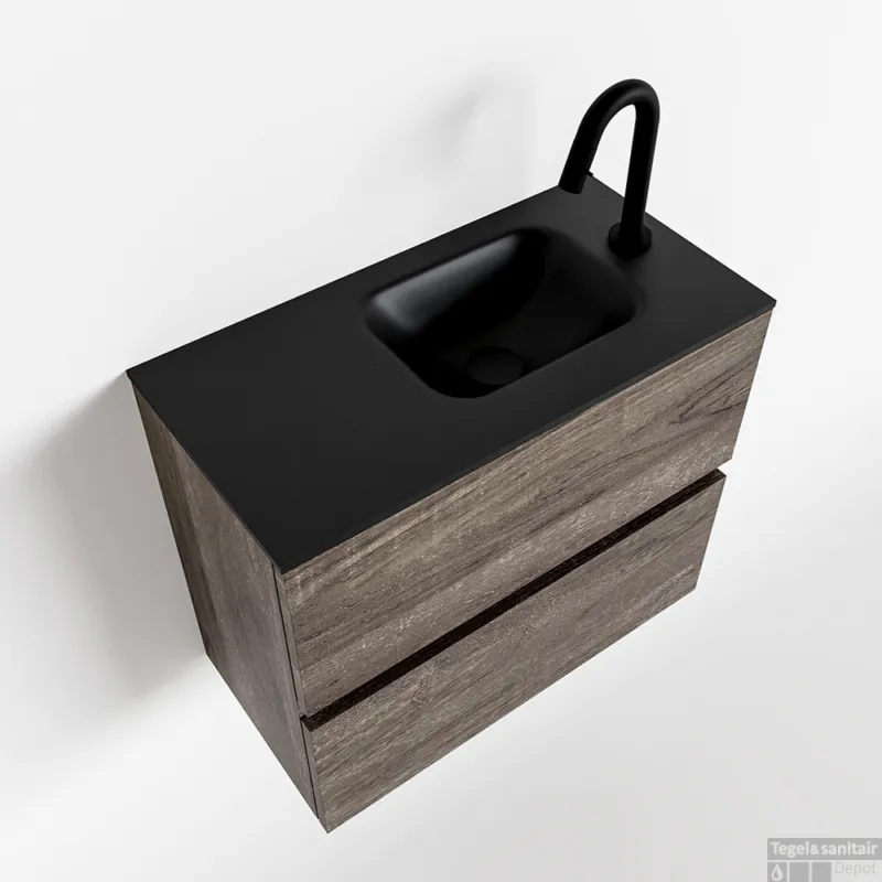 MONDIAZ ADA 60cm toiletmeubel dark brown. LEX wastafel urban rechts 1 kraangat Laatste Versie