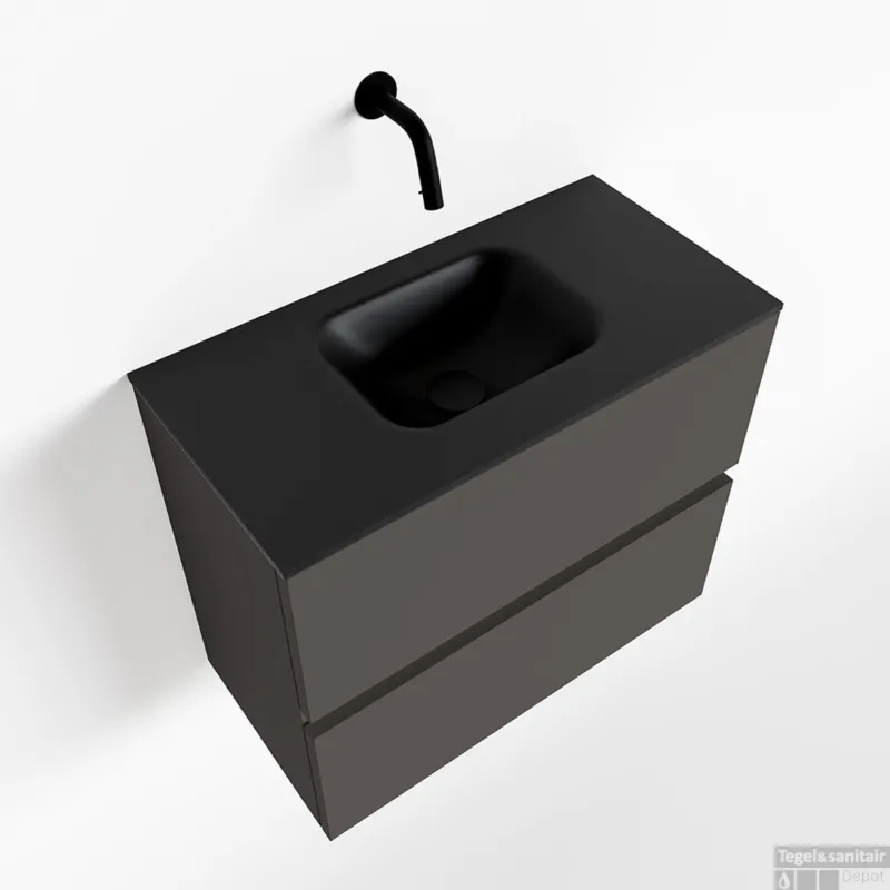 Gratis Retour MONDIAZ ADA 60cm toiletmeubel dark grey. LEX wastafel urban midden zonder kraangat