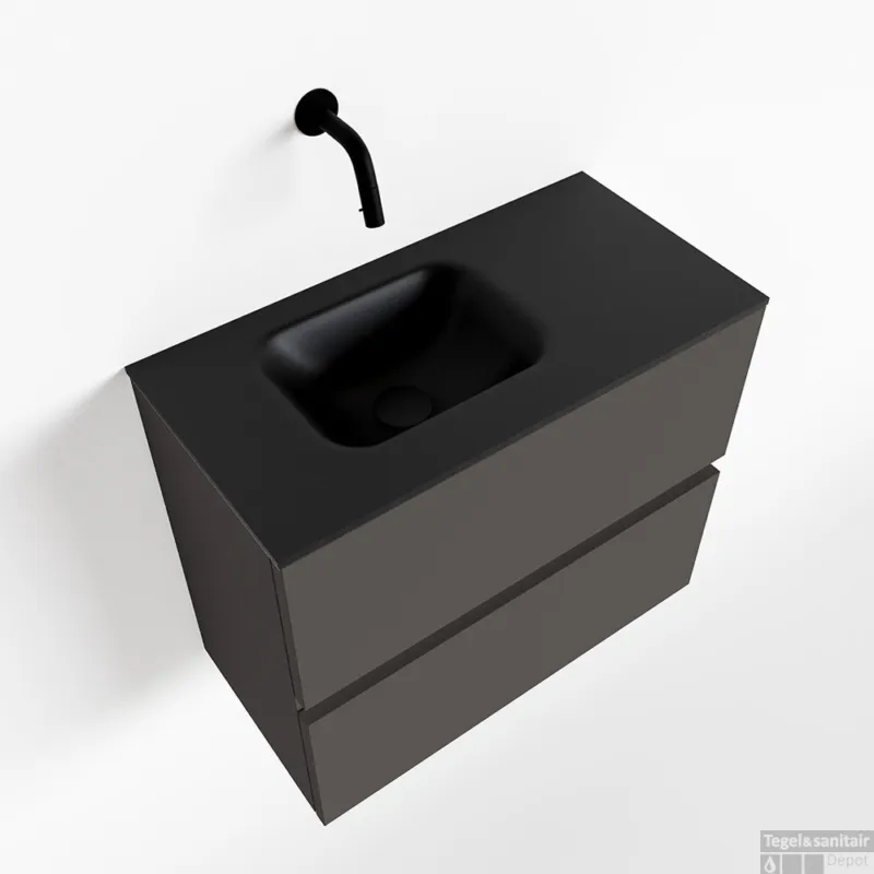 Korting MONDIAZ ADA 60cm toiletmeubel dark grey. LEX wastafel urban links zonder kraangat